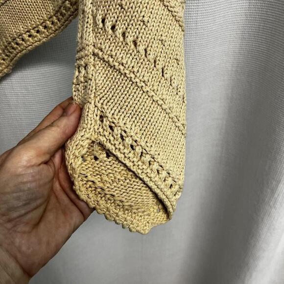 J Jill Women’s Linen Blend Knit Crochet Asymmetrical Ivory Sweater. Medium - Picture 6 of 8